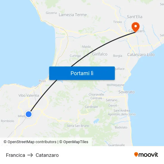 Francica to Catanzaro map