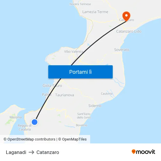 Laganadi to Catanzaro map