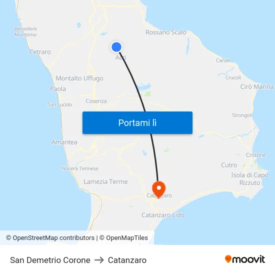 San Demetrio Corone to Catanzaro map