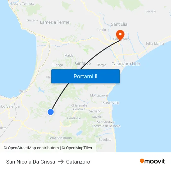San Nicola Da Crissa to Catanzaro map