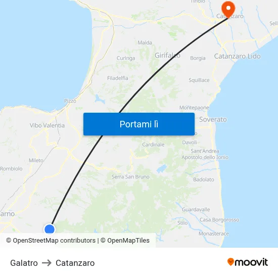 Galatro to Catanzaro map