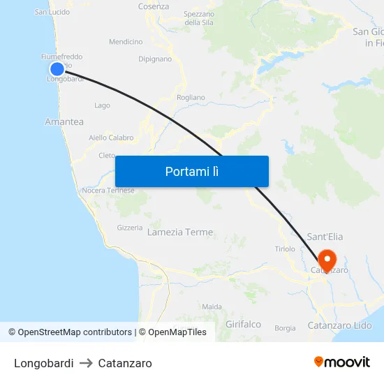 Longobardi to Catanzaro map