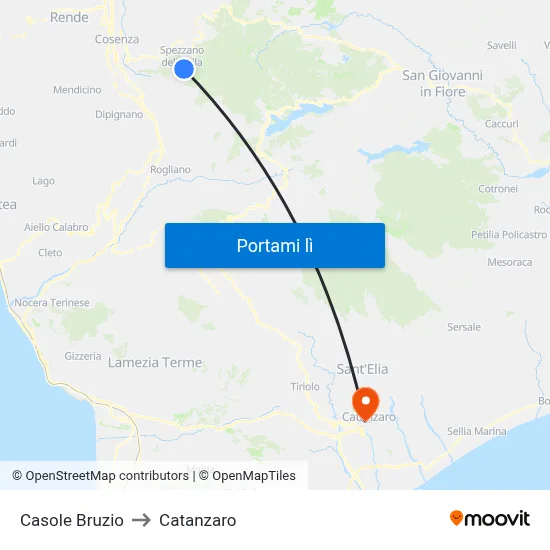 Casole Bruzio to Catanzaro map