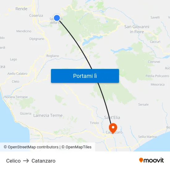 Celico to Catanzaro map