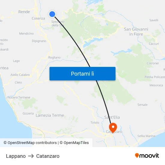 Lappano to Catanzaro map