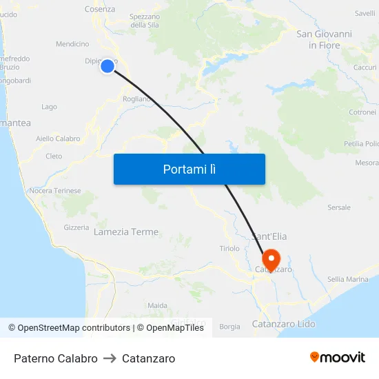 Paterno Calabro to Catanzaro map
