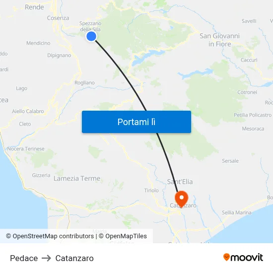 Pedace to Catanzaro map