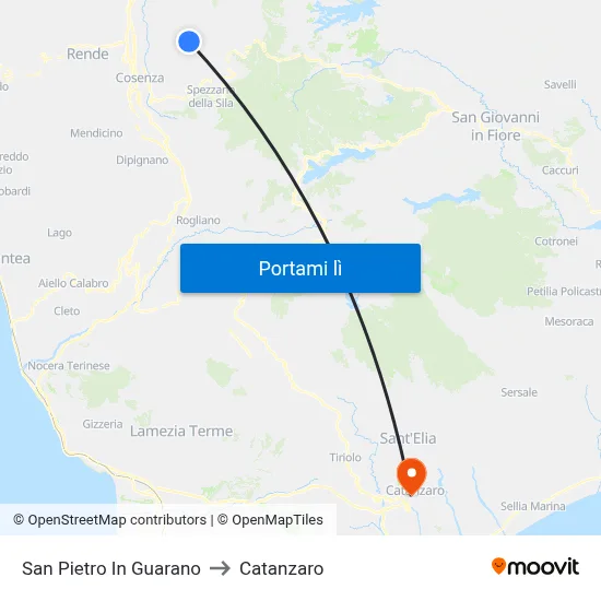 San Pietro In Guarano to Catanzaro map
