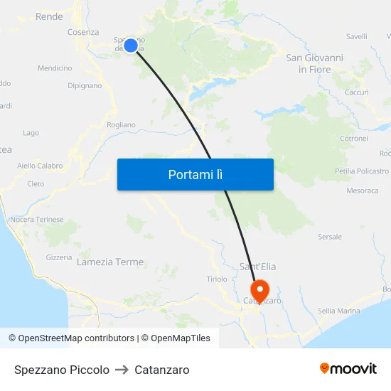 Spezzano Piccolo to Catanzaro map