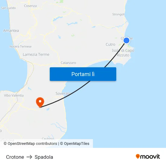 Crotone to Spadola map