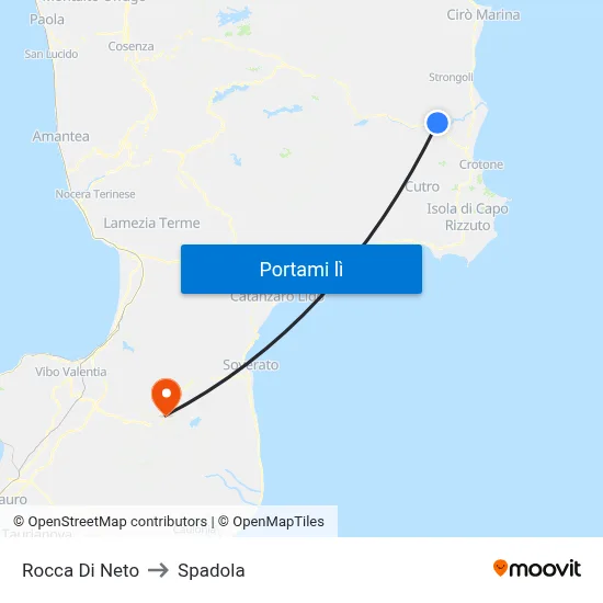 Rocca Di Neto to Spadola map