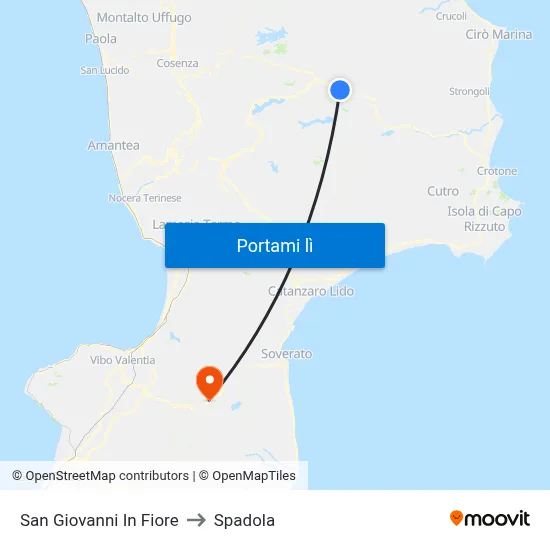 San Giovanni In Fiore to Spadola map