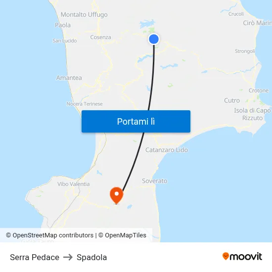 Serra Pedace to Spadola map