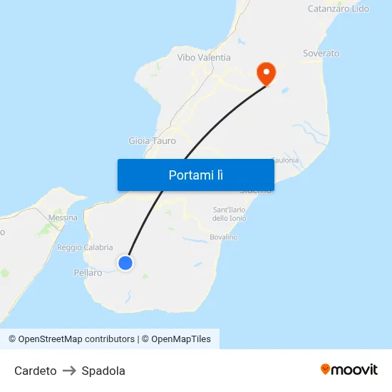 Cardeto to Spadola map