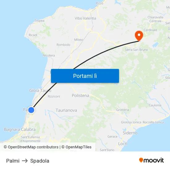 Palmi to Spadola map