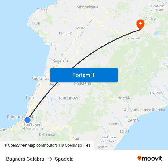 Bagnara Calabra to Spadola map