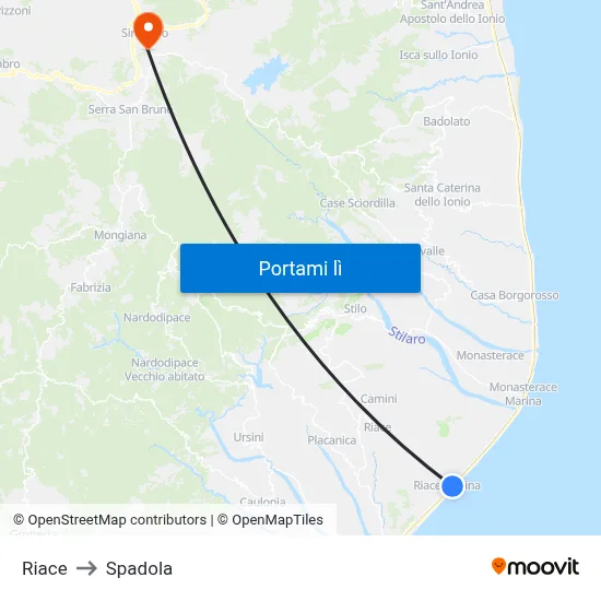 Riace to Spadola map