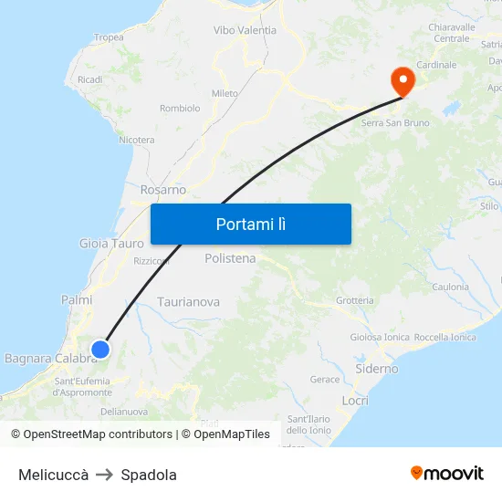 Melicuccà to Spadola map