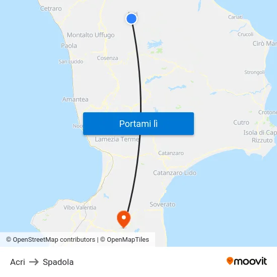 Acri to Spadola map