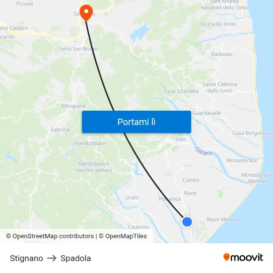 Stignano to Spadola map