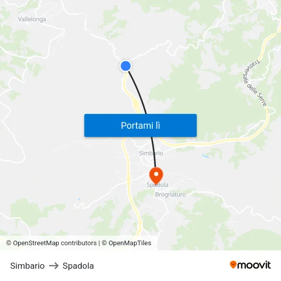 Simbario to Spadola map