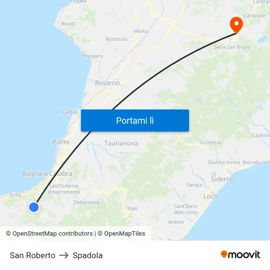 San Roberto to Spadola map