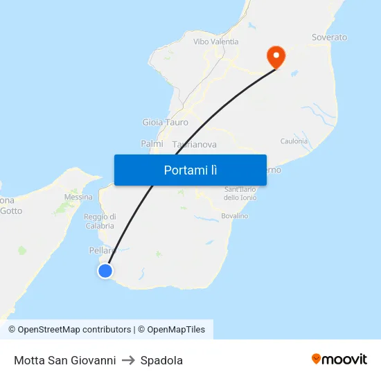Motta San Giovanni to Spadola map