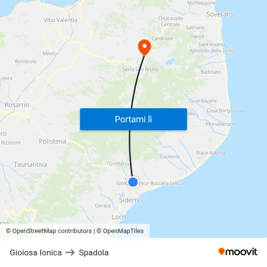 Gioiosa Ionica to Spadola map