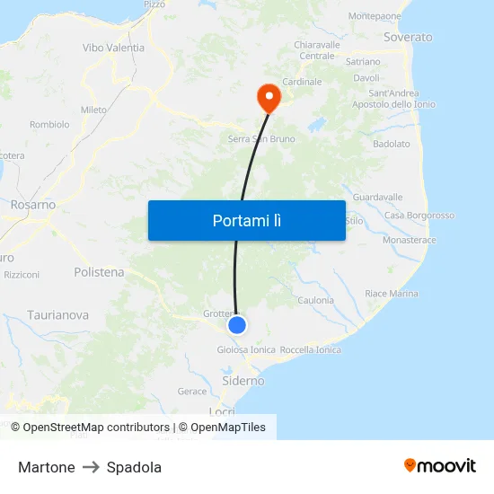 Martone to Spadola map