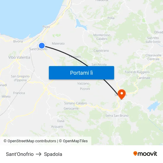 Sant'Onofrio to Spadola map