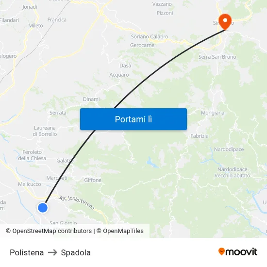 Polistena to Spadola map