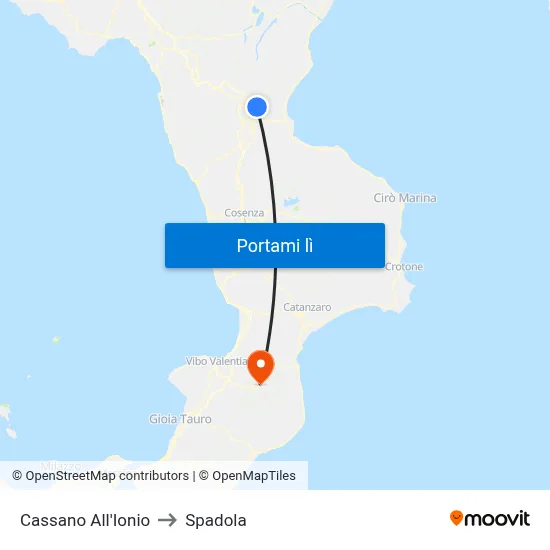 Cassano All'Ionio to Spadola map