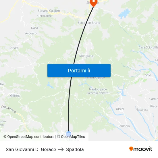San Giovanni Di Gerace to Spadola map