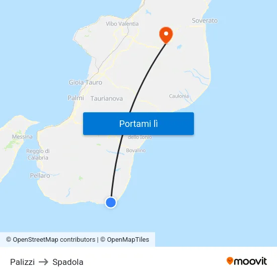 Palizzi to Spadola map