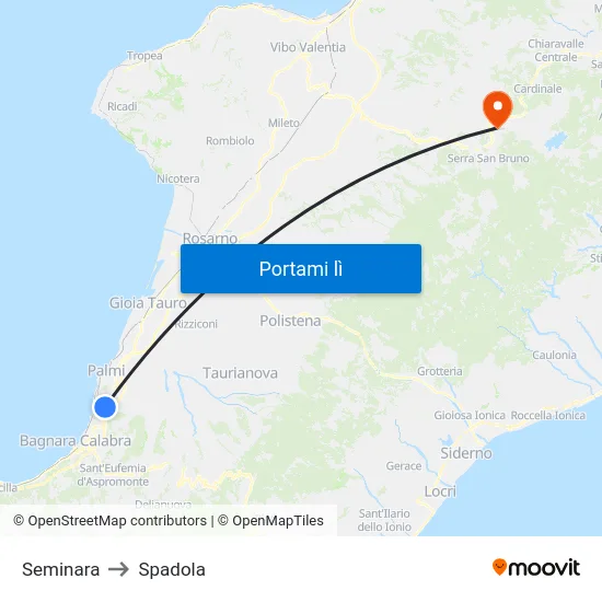 Seminara to Spadola map