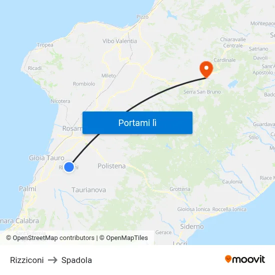 Rizziconi to Spadola map