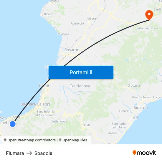 Fiumara to Spadola map