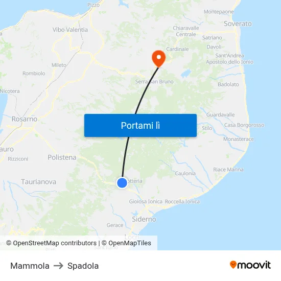 Mammola to Spadola map