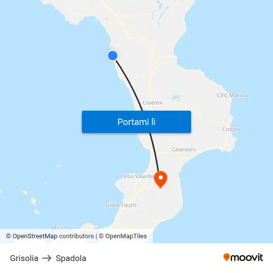 Grisolia to Spadola map