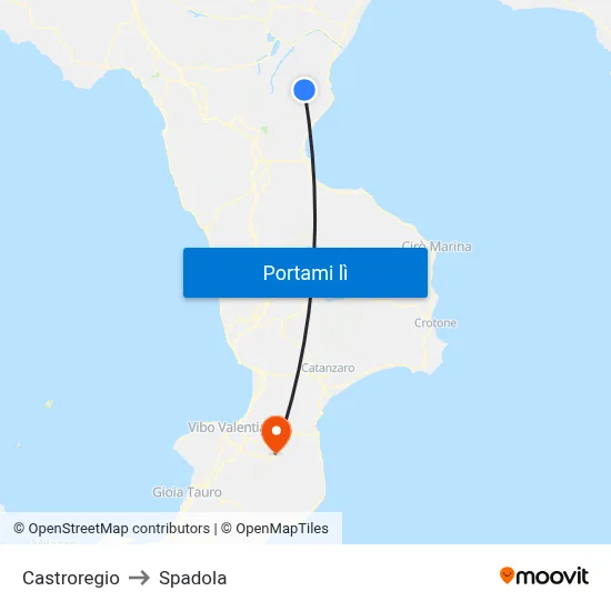 Castroregio to Spadola map