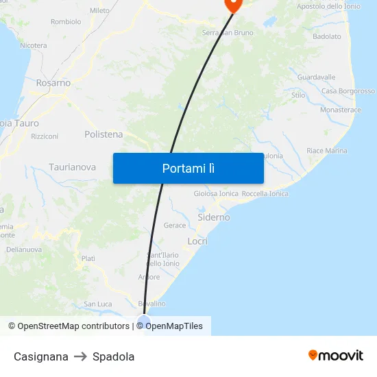 Casignana to Spadola map
