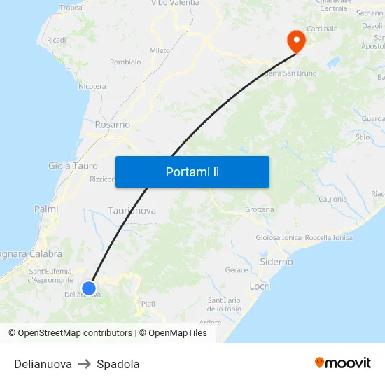 Delianuova to Spadola map