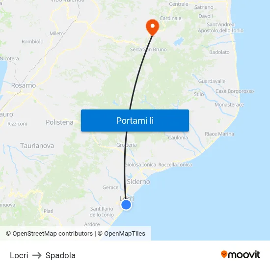 Locri to Spadola map