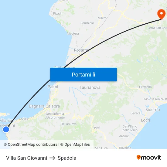 Villa San Giovanni to Spadola map