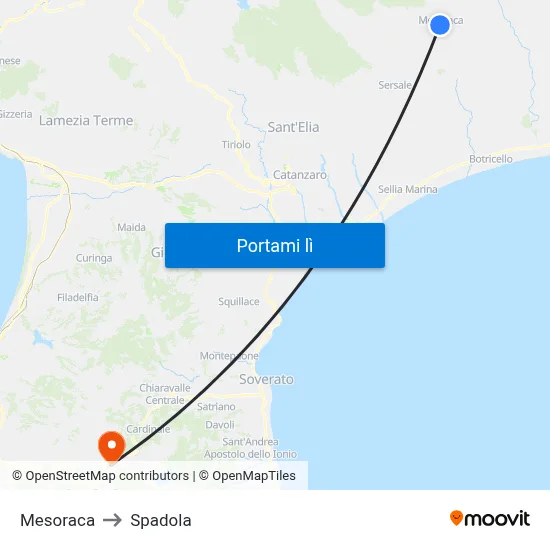 Mesoraca to Spadola map