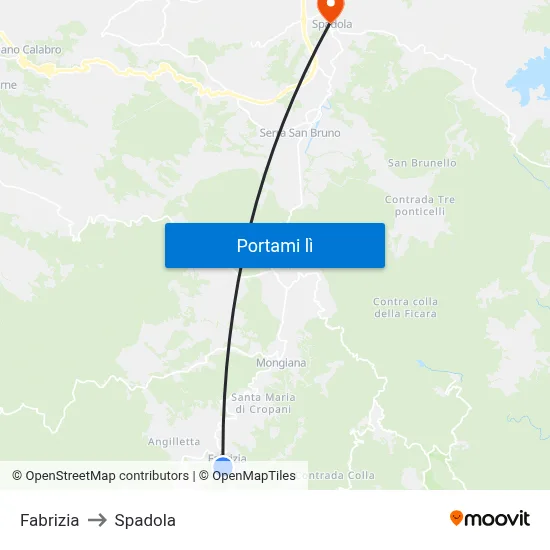 Fabrizia to Spadola map