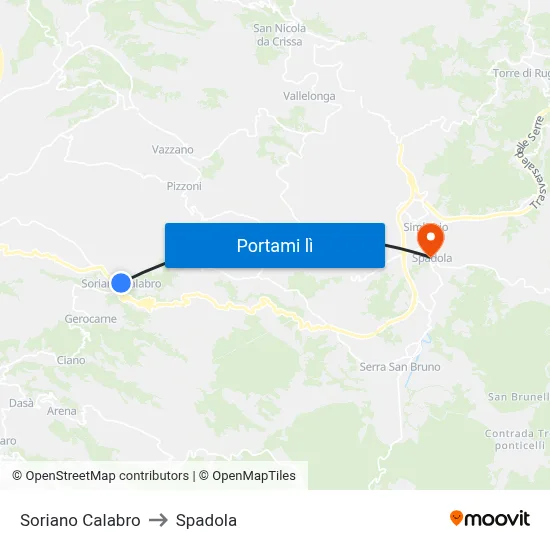 Soriano Calabro to Spadola map