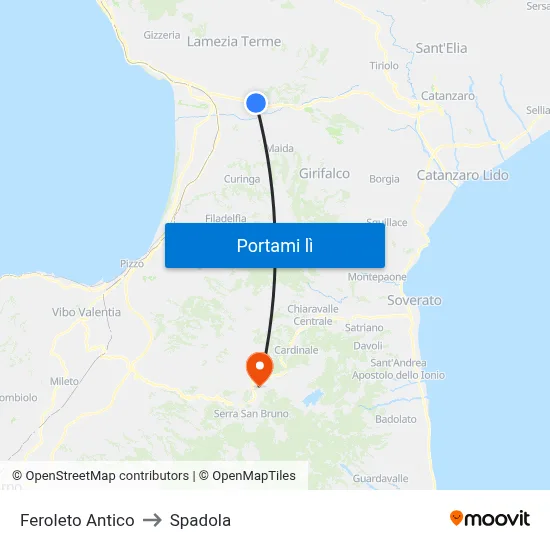 Feroleto Antico to Spadola map