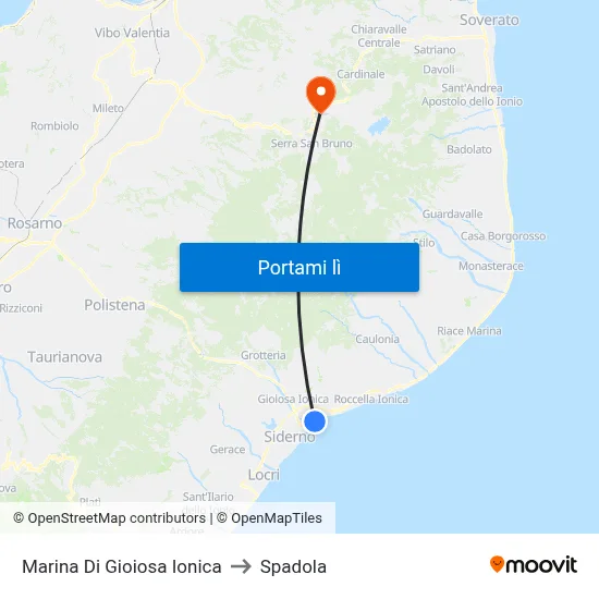 Marina Di Gioiosa Ionica to Spadola map
