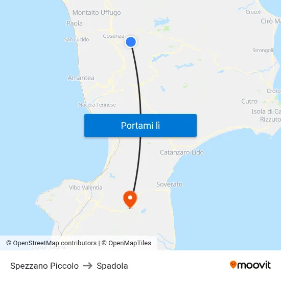 Spezzano Piccolo to Spadola map